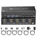 KVM Switch 3 Monitors 4 Computers with Audio, HDMI + DisplayPort 8K@30Hz/4k@144Hz DP KVM Switcher, USB 3.0 KVM Switches for 4 PC Share 3 Display, Suitable for Office/Work from Home, Programmer Setup