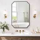 LAWADA Vanity Bathroom Mirror, 30" x 36" Black Scalloped Mirror for Wall