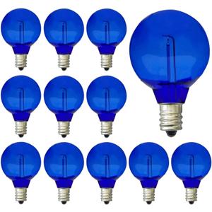 15 Pack G40 Light Bulbs LED Replacement Bulbs 1W Shatterproof Plastic G40 LED String Lights E12 Base G40 Globe Light Bulb LED Edison Bulbs for Indoor Outdoor Patio Home Christmas Decor(Blue)