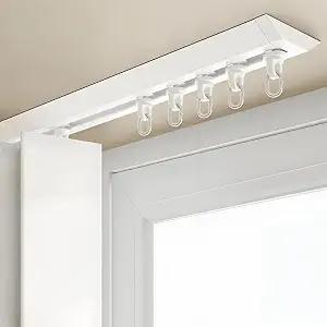 Single Curtain Track System, Aluminum Sliding Rail, (White, 13.8FT（420CM）