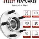 JLEO 512271 FWD Rear Wheel Hub Bearing for Ford Fusion 2006-2012,for 2003-2008 Mazda 6,for 2006 Lincoln Zephyr,for 2007-2012 Lincoln MKZ,for 2006-2011 Mercury Milan Wheel Hub Assemblies