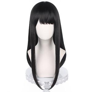 XiongXiongLe Halloween Anime Role Black Long Straight Wig Cosplay Women's Costume Heat Resistant Fiber Synthetic Hair with Cap Wig for Party Halloween