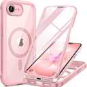 Miracase for iPhone 17e Case & iPhone 16e Case, Full-Body Phone with Built-in Glass Screen Protector, [Magnetic with MagSafe] Military Drop Proof 17 E/ 16 E Cover Bumper 6.1 inch, Pink