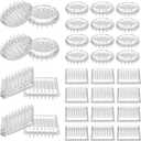 JJUNW 32Pcs Carpet Protector, Spiked Plastic Caster Cups Clear Round and Square Spiked Furniture Cups for Chair, Table, Sofa, Bookcases Furniture