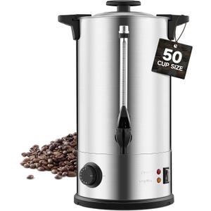 Commercial Coffee Urn, 50 Cup Coffee Maker, Hot Water Dispenser