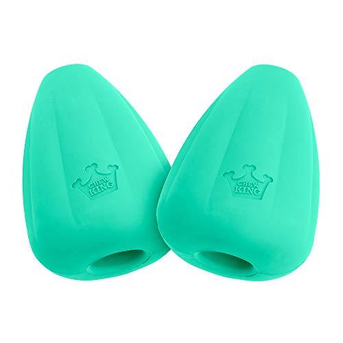 Chew King by Mammoth Premium Treat Dispensing Dog Toy, Durable Natural Rubber Chew Toy, Safety Air Vent, Interactive Enrichment Toy for Aggressive Chewers, Medium Pack of 2- Teal
