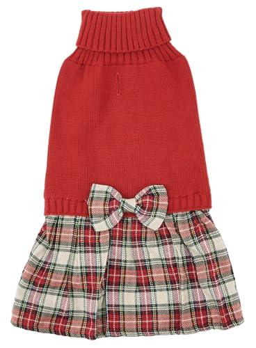 Lanyarco Burgundy Red Dog Dress for Large Dogs Girl, Winter Warm Female Pet Clothes Outfits, Dog Sweater Dress for Dogs Red, X-Large (XL) Size