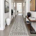 3x14 Runner Rug Kitchen Washable: Oriental Indoor Hallway Runners with Non Slip Backing Floor Mat for Entryway Door Low Pile Thin Carpet for Bedroom Bathroom Living Room Bedside Black