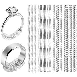 ARCUAT Ring Sizer Adjuster for Loose Rings, 60 Pack 4 Sizes  ( Set Of 5) Invisible Clear Silicone Ring Guard for Women Men, Ring Resizer Tightener Spacer Fitter for Too Big Ring, Make Ring Smaller without Resizing