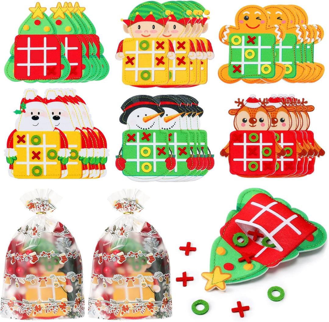 Easter Tic Tac Toe Extra Thick Easter Toys Gifts Strategic Mini Board Game Party Favors for Kids, Goodie Bag Stuffers, Student Gifts Bulk Easter Basket Stuffers for Kids Toddlers(Christmas)