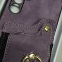 Asuwish Phone Case for Samsung Galaxy A34 5G Wallet Cover with Tempered Glass Screen Protector and Wrist Strap Lanyard RFID Credit Card Holder Ring Stand Cell Accessories A 34 34A Women Men Purple