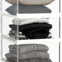 3 Pack Stackable Closet Organizers and Storage Shelves - Transparent Sweater Organizer for Closet, Bathroom, Kitchen, Cupboard, Laundry Room, and Office