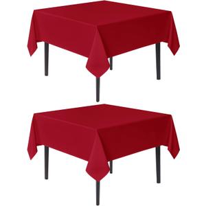 sancua Christmas Red Square Tablecloths 70x70 Inch, 2 Pack - Fabric Table Cloth for Square or Round Tables, Washable Polyester Table Cover for Dinner, Holiday Party, Decorative Display Tables