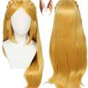 Linfairy Womens Long Blonde Wig Halloween Cosplay Wigs with 2 Elf Ear