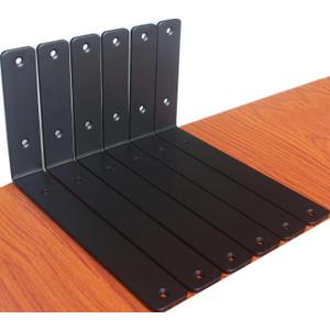 6 Pack - L 10" x H 6" x W1.5, 5mm Thick Black L Shelf Bracket, Iron Shelf Brackets, Metal Shelf Brackets, Floating Shelf, Shelf Supports with Screws