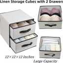 Linen Closet Organizer and Storage, Fabric Storage Drawer Organizer with 2 Drawers for Underwear, Sock, Bra, Small Items - Light Gray