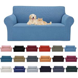 2025 New Stretch Loveseat Sofa Slipcovers Couch Cover for 2 Cushion Furniture Protector Sofa Covers with Elastic Bottom Jacquard Fabric Small Checks for Pets, Kids - Riverside