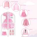 Garment Bags for Dance Costumes - 40 Inch Clear PVC with 5 Zipper Pockets (White) - Kids Dance Garment Bag for Dancers, Hanging Clothes Storage, Competitions & Travel