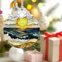 7 x Beach Sunset Stained Glass Ornament, Christmas Ornaments Christmas Tree Decorations, Holiday Decor, Stocking Stuffer, Gift Idea, Summer Vibes Gift, Gifts for Beach Lover, Friend, and Faimly