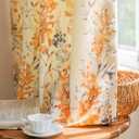 Burnt Orange Floral Curtains for Living Room Dining Chenille Patterned Boho Leaf 84 Inches Long 2 Panels Light Filtering Window Drapes for Bedroom