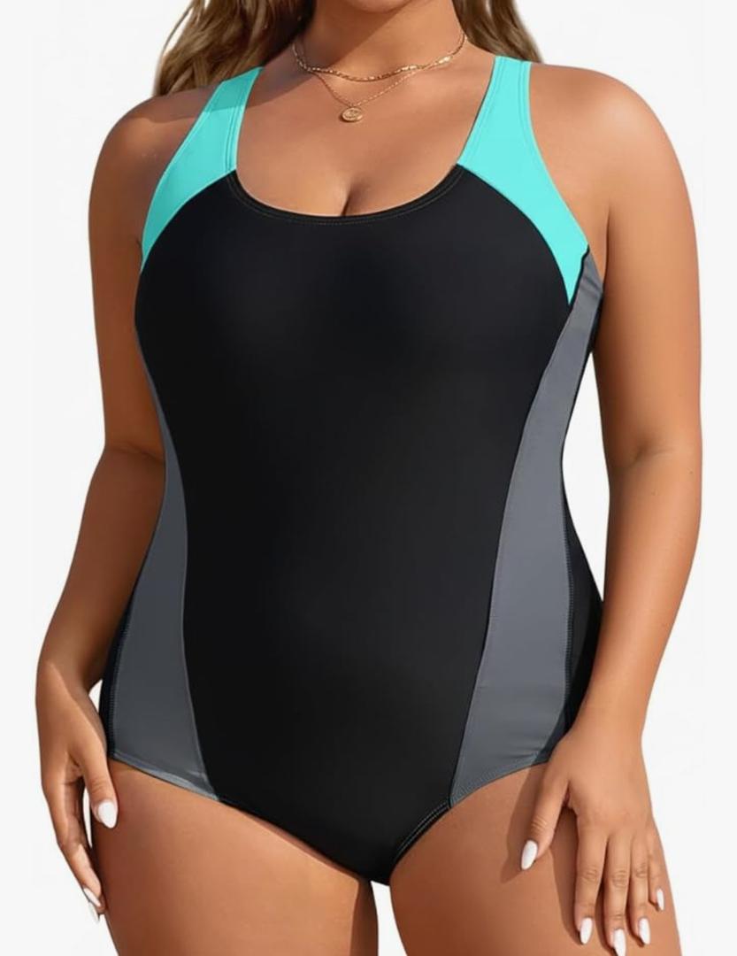 Aqua Eve Plus Size Swimsuits Athletic One Piece Bathing Suit for Women Tummy Control Slimming Swimwear, 16W