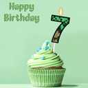 6 x 7th Pixel Miner Birthday Candles, Number 7 Candle, Pixels Cake Topper for Boys Girls, Game Themed Birthday Decorations Party Supplies (Large)