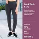 2 x SATINA High Waisted Leggings for Women - Comfortable and Stretchy in Versatile Sizes and Colors - Workout Yoga Leggings Set (Black & Charcoal)
