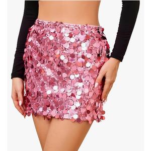 Sequin Skirt for Women Stretchy Bodycon Mini Skirts Sexy Sparkly Skirt Glitter Shiny Skirt Night Out Party, M