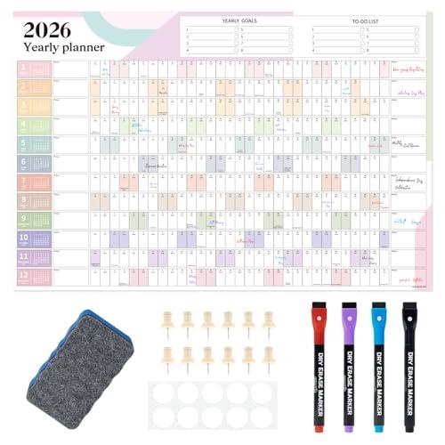 EYROZILL 2026-2027 Full Year Wall Calendar 48"x32", Large Paper Folded Calendar for School Office Business (Feb 2026 - Dec 2027)