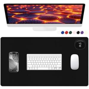 Niniubye Heated Desk Pad, 23.6" x 14.2" Leather Non-Slip Warm Desk Pad, Large Mouse Mat with 3 Levels Heating & 3 Hours Auto Shut-Off, Hand and Foot Warmer for Office, Home, Black