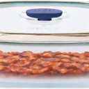 Anyday 10-Cup Square Glass Food Storage with Glass Lid | Plastic-Free Meal Prep & Microwave Cookware | Stackable Airtight Storage Container with Vented Lid for Microwave-Safe Reheating (Blueberry)