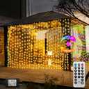 ZAIYW Curtain Lights 600 LED 20Ftx10Ft, Dual Color Changing Curtain Fairy Light Connectable with Timer Remote Waterproof for Bedroom Wedding Party Garden Outdoor Decor (Warm White & Multicolor)