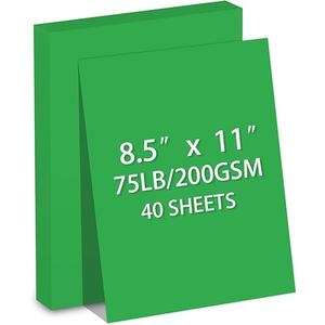 Cardstock 8.5 X 11, 40 Sheets,Christmas Green Card Stock, 75lb/ 180gsm,Dark Green Copy and Printer Paper For Art, Drawing, Invitations, DIY Cards, Craft, Construction, School & Office Supplies
