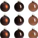 DN DECONATION Brown Glass Christmas Ball Ornaments, Set of 9, 3' Hanging Christmas Baubles for Xmas Tree Decoration, Wedding Party Gift