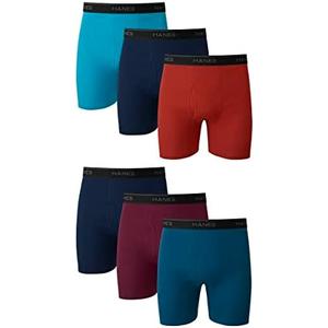 Hanes Boxer Briefs, Cool Dri Moisture-Wicking Underwear, Cotton No-Ride-up for Men, 6 pack Size M