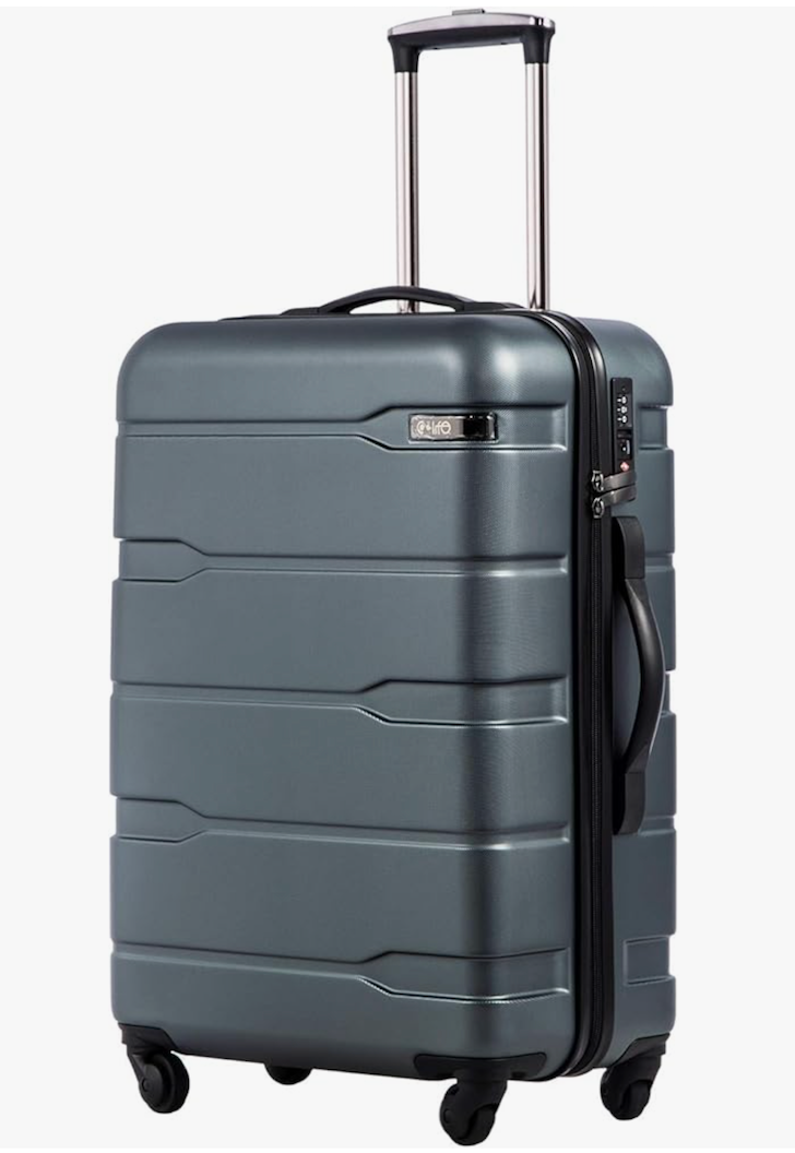 Coolife Luggage PC+ABS Hardshell Suitcase with TSA Lock, Spinner Checked Lightweight (Teal, 24in)