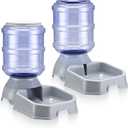 Automatic Pet Feeder & Waterer Set of 2 Pack, Self Feeding Replenish Dog Cat Bowls, Gravity Food & Water Storage Container Fountain Jug Pet Supplies Plastic Skid Proof Rubber Feet (Gery)