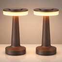 Riakrum 2 Pcs LED Portable Cordless Table Lamp with Touch Sensor 3 Color Stepless Dimming Rechargeable Battery up to 15 Hours Cordless Table Light Wireless Lamp for Nursery (Brown)