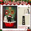 Xizondidi Vintage Christmas Decorations,Christmas Wall Decor for Home,Black Cat Wall Art Prints Including Wooden Frame,Art Poster for Living Room Bedroom Home Decoration 15 * 10 Inches