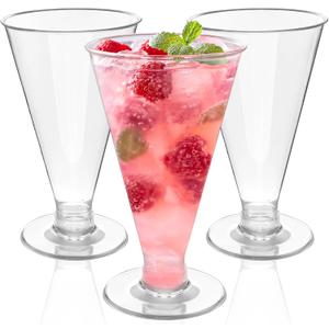 Zezzxu 40 PCS Plastic Martini Glasses Disposable Cocktail Glasses, 6 oz Tall Mini Dessert Cups Perfect for Party Serving Wedding Birthday and All Events