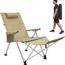 Reclining Camping Chair with Foot Rest,5-Position Adjustable Camping Lounge Chair,Folding Beach Chair with Carry Bag,Supports 330 lbs