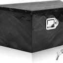 26" x 13.3" x 12" Trailer Tongue Tool Box Heavy Duty Aluminum Trailer Storage Organizer with T-Handle Latch and Keys Suitable for Pick Up Truck Bed RV Trailer ATV Black