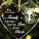 The Roots of a Family Tree Begin with The Love 0rnament,Ten Years of Marriage Anniversary Crystal Hanging Ornament, 10th Wedding for Couple, 10th for Wife Husband, Pack Of 2 
