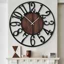 LEIKE Extra Large Wall Clocks,Silent Little Ticking,Battery Operated Vintage Round Modern Wood Wall Clock for Living Room, Bedroom,Farmhouse,Office Home Decor-32 Inch(Black-Arabic Number)
