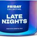 Friday Collective Late Nights Candle, Floral Scented, Made with Essential Oils, 3 Wicks, 13.5 oz