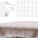 24 Pieces Clear Tablecloth Clips, Durable Plastic Table Cover Holders, Windproof Transparent Clamps for Securing Tablecloths Indoor Outdoor Party, Wedding, Christmas Event, Picnic, Camping (24, Large)