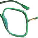 bullabulling Retro Square Reading Glasses For Women Blue Light Blocking Oversized Eyeglass Frames Large lens (green, 2.0, x)