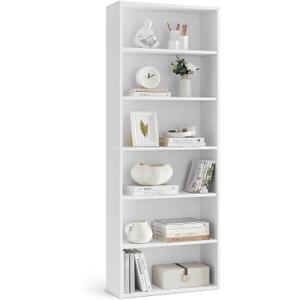 VASAGLE CUSTOS Collection - Bookshelf, 6-Tier Bookcase, Book Shelf, Open Storage Shelf, 9.4 x 23.6 x 63.3 Inches, for Living Room, Home Office, Dinning Room, Cloud White ULBC166T14