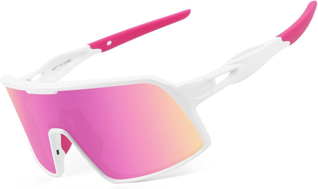 BangLong Polarized Sports Sunglasses for Men Women, UV Protection Sun Glasses for Baseball Running Cycling Fishing (White)