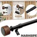 Wood Curtain Rods for Windows 30 to 45 Inch, 1 Diameter Drapery Rod with Imitation Wood Grain Finials, Adjustable Heavy Duty Curtain Rod Set, Indoor/Outdoor Modern Curtains Rods